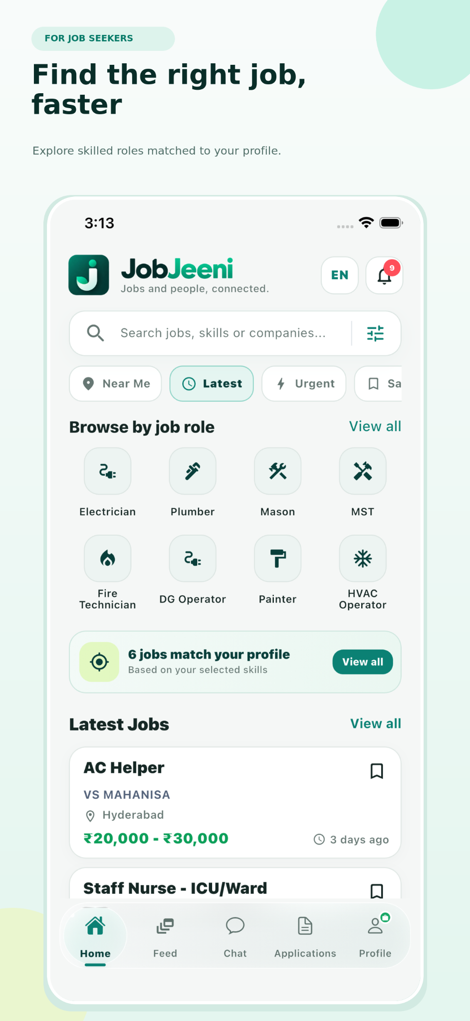 JobJeeni job seeker app preview